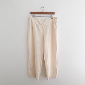 Cut Loose 100% Linen Wide Leg Pants Butter Yellow Pull On Cropped Size Large